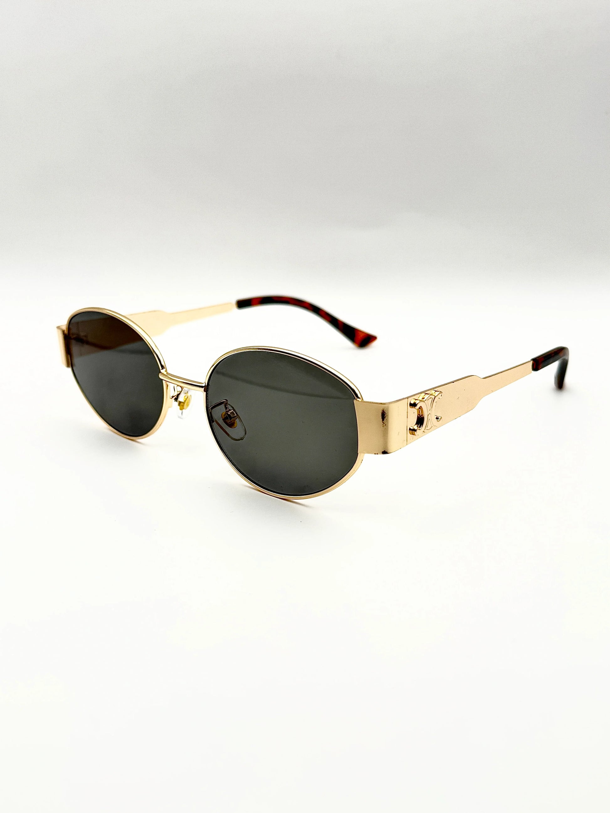 Ochelari de soare unisex Gold Retro Vision UV400 - Blingz