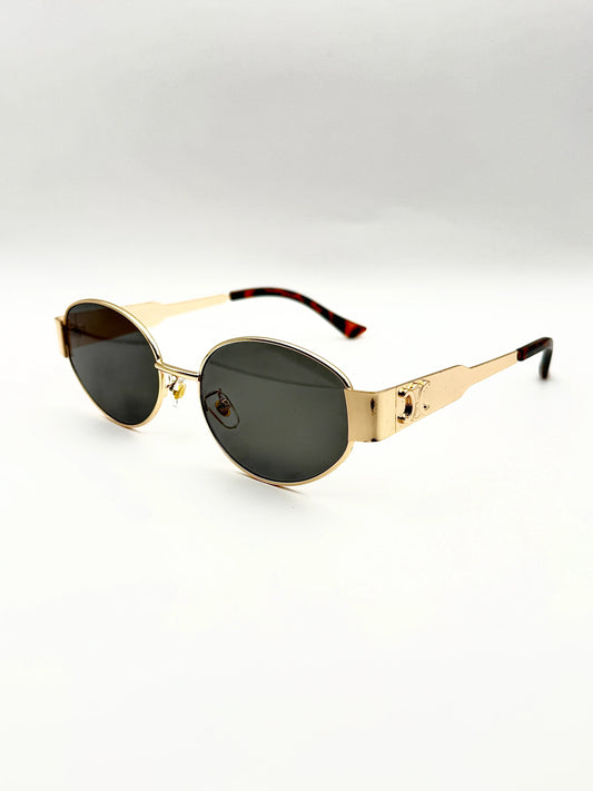 Ochelari de soare unisex Gold Retro Vision UV400 - Blingz
