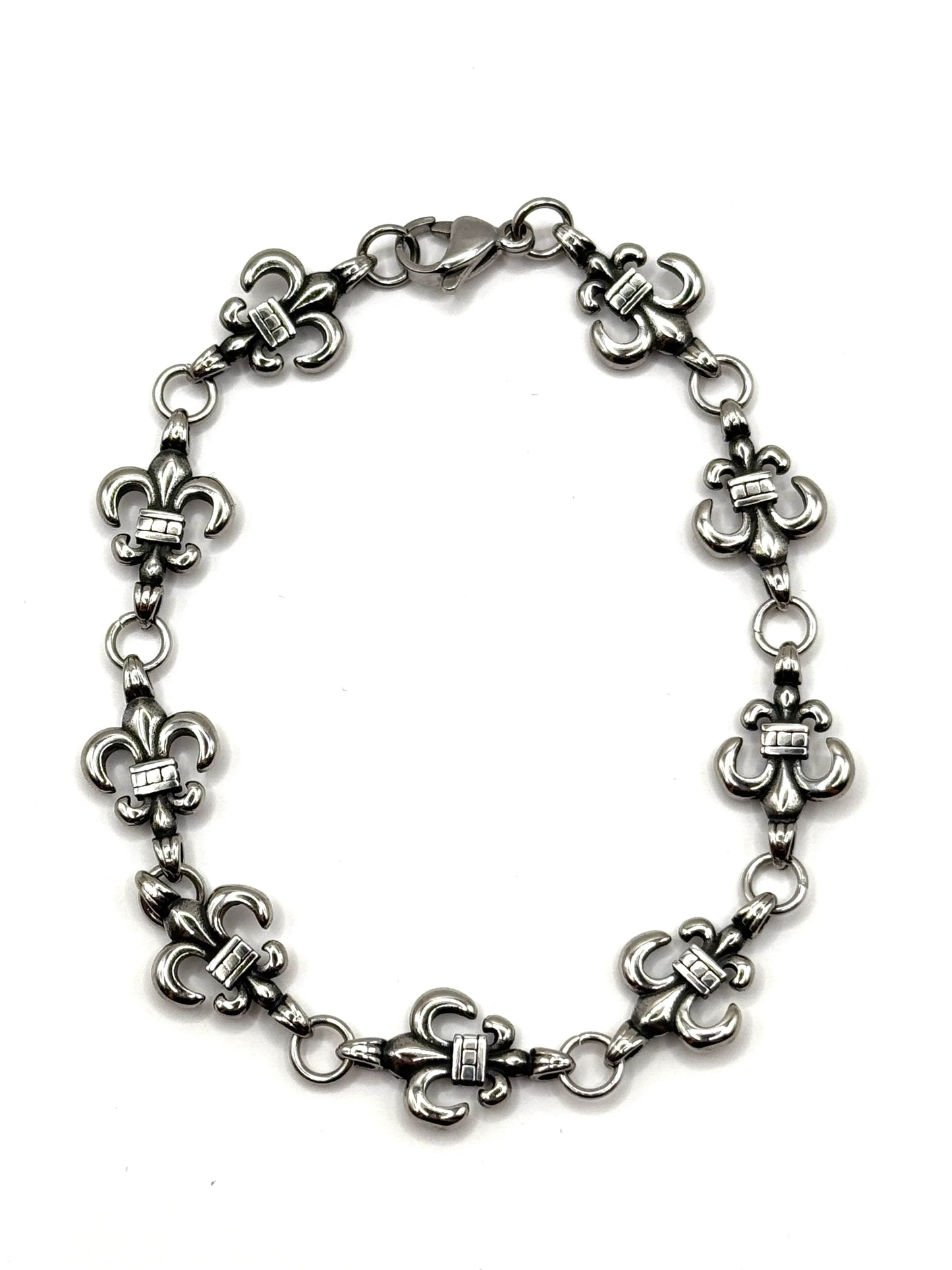 Brățară inox 22 cm – model Fleur-de-Lis, stil Y2K, punk, gothic