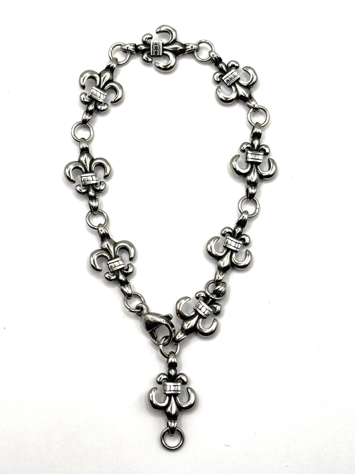 Brățară inox 22 cm – model Fleur-de-Lis, stil Y2K, punk, gothic