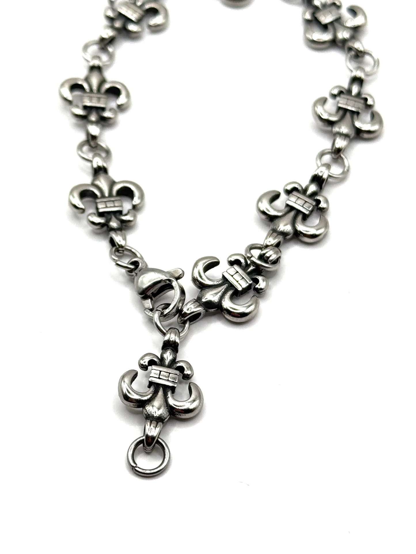 Brățară inox 22 cm – model Fleur-de-Lis, stil Y2K, punk, gothic