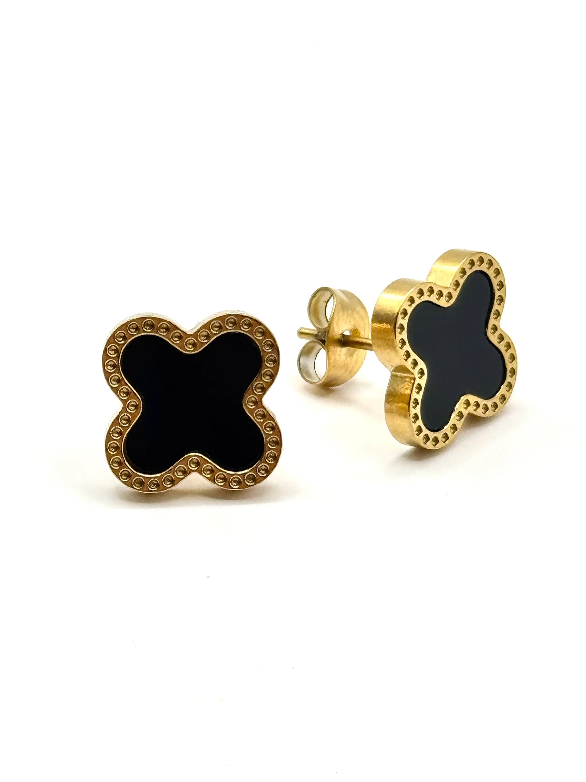 Cercei Flower black din inox - Blingz