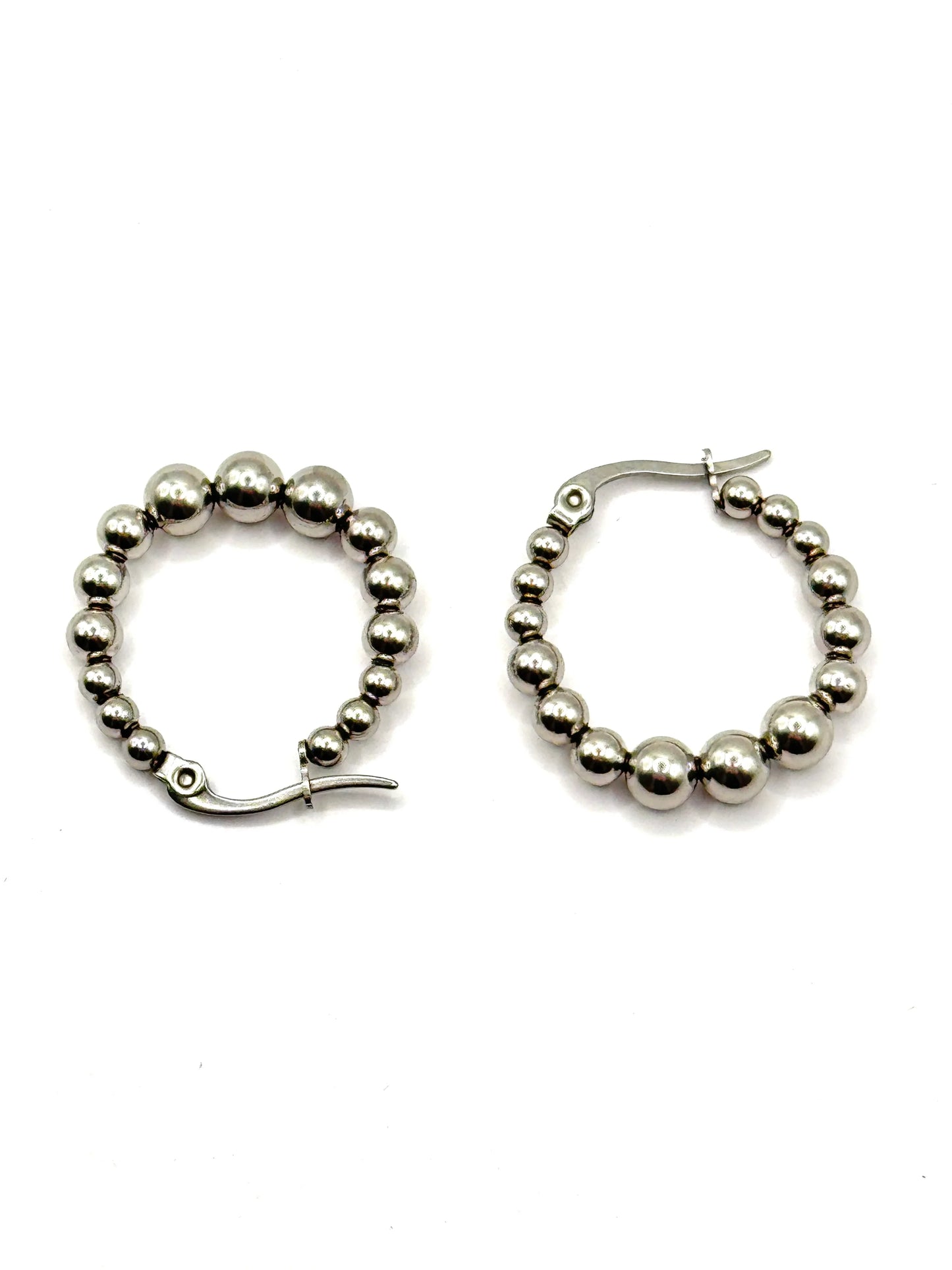 Cercei perle argintii din inox - Blingz