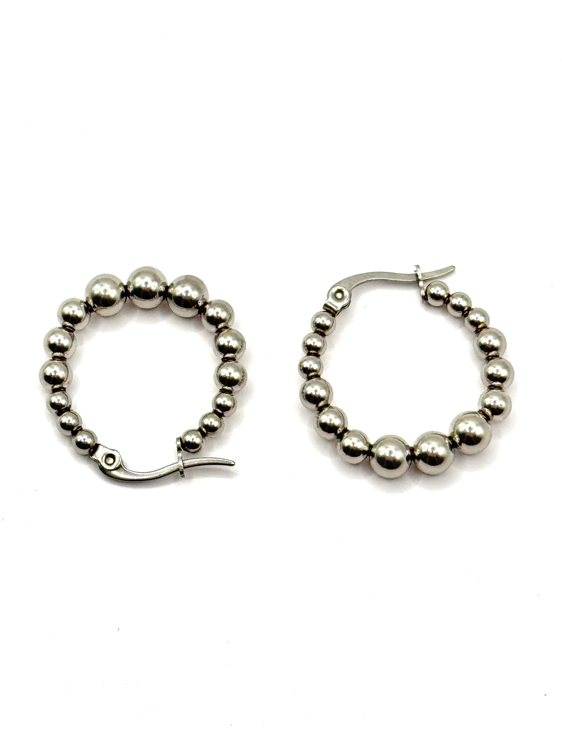 Cercei perle argintii din inox - Blingz