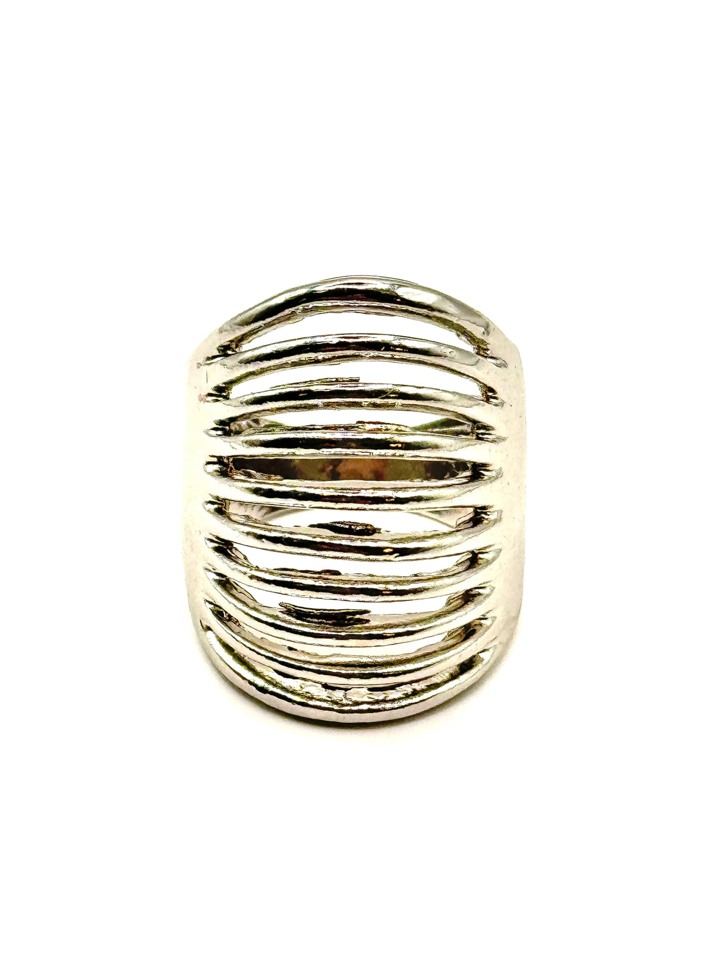 Inel Radial argintiu din inox - Blingz