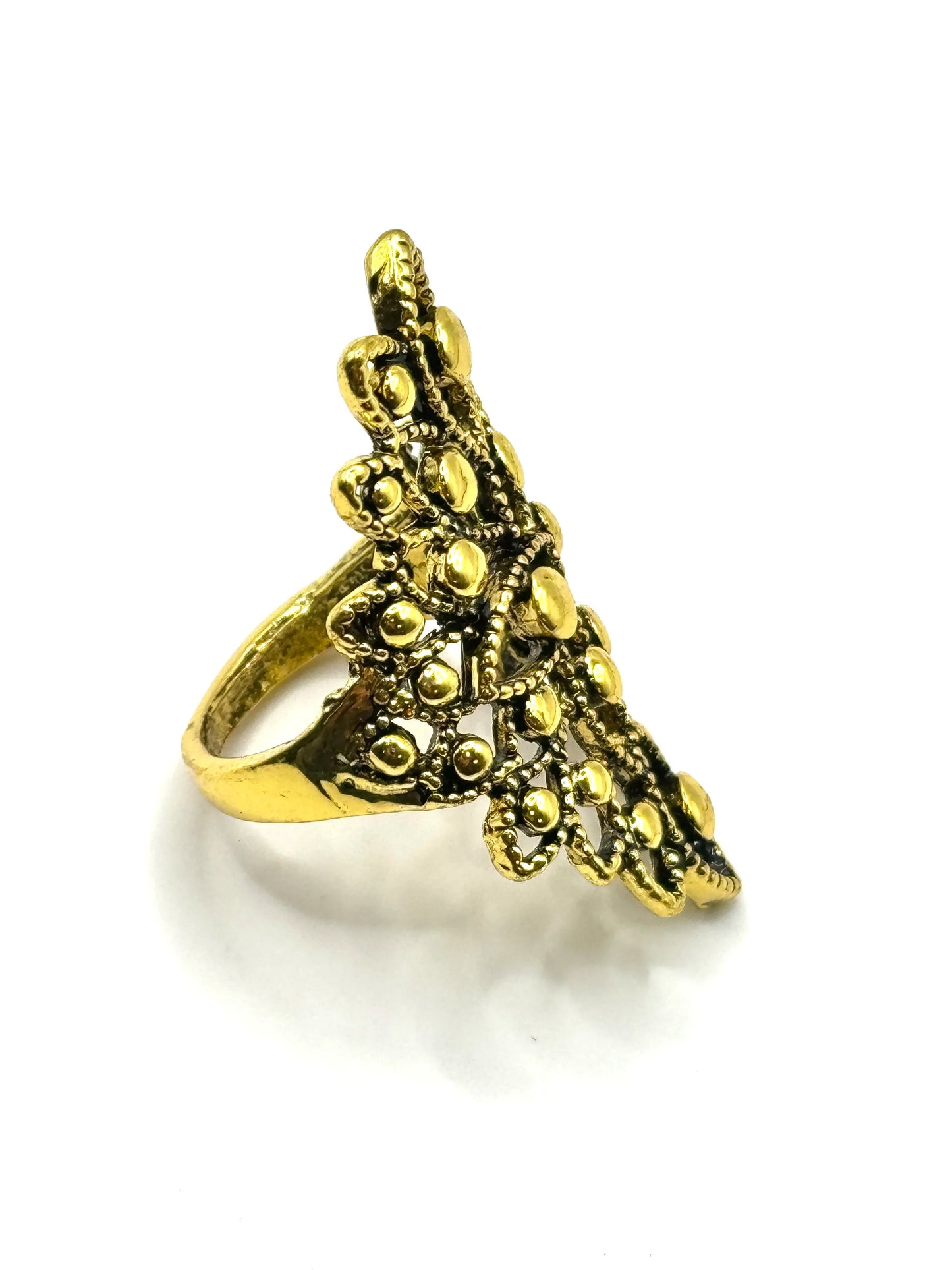 Inel Flower Dots auriu din inox - Blingz