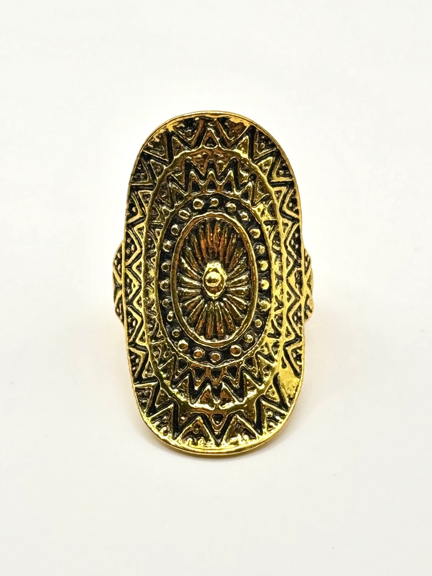 Inel Mandala auriu din inox - Blingz