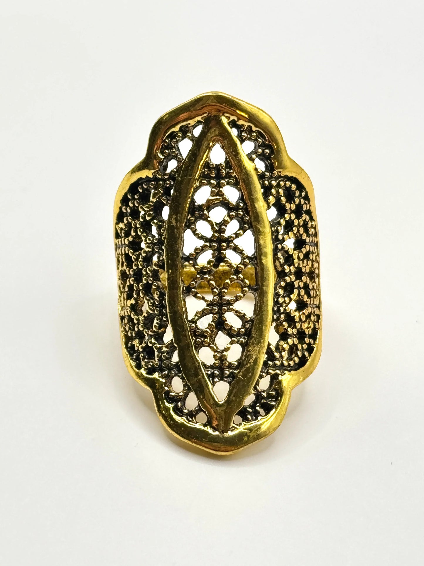 Inel Marcasite auriu din inox - Blingz