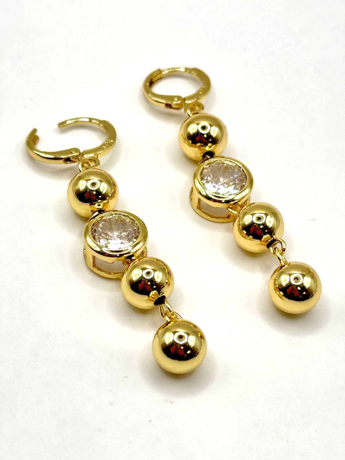 Cercei Balldrop inox placati cu aur 18k