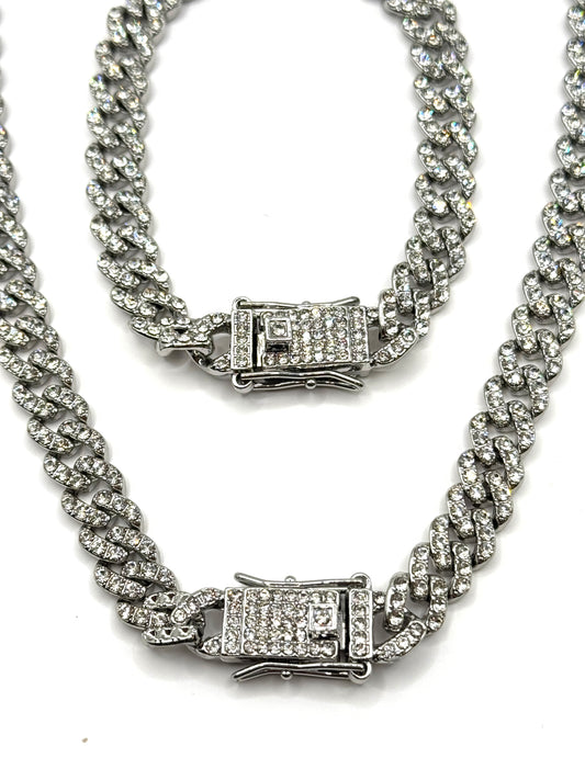 Set Cuban Silver colier si bratara inox 8mm