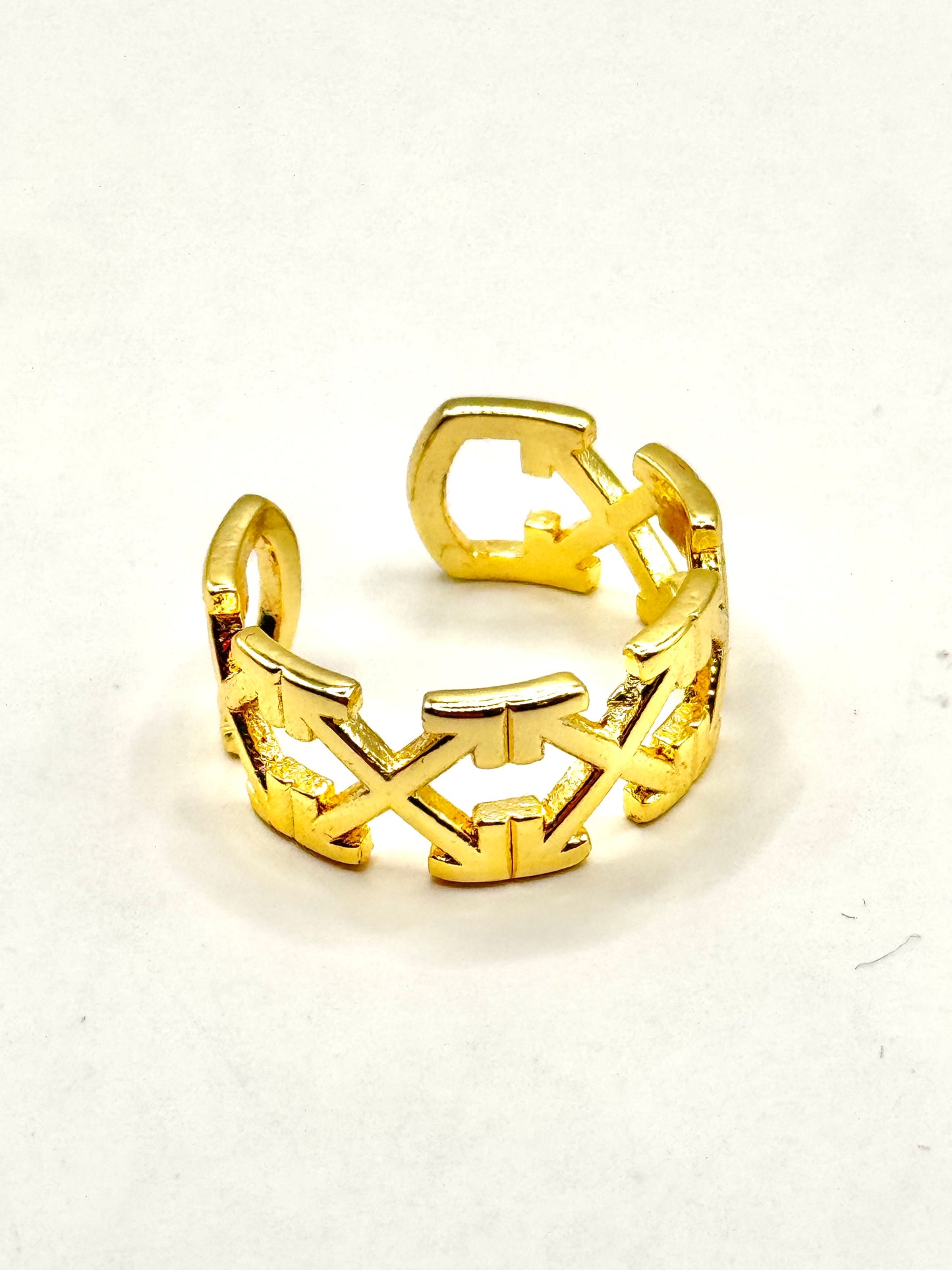 Inel Criss Cross - reglabil placat cu aur 18k