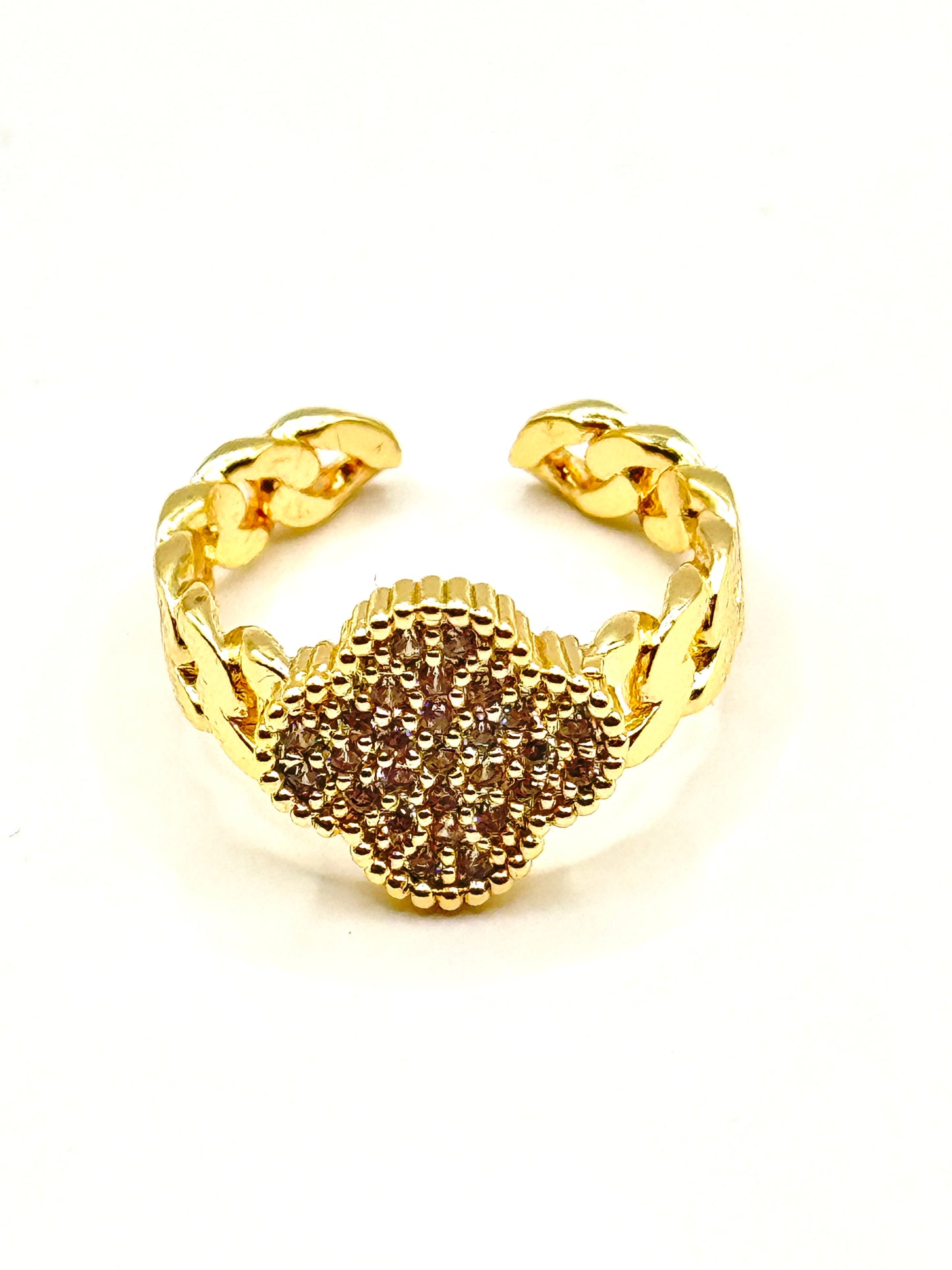 Inel Flower -reglabil, placat cu aur 18k