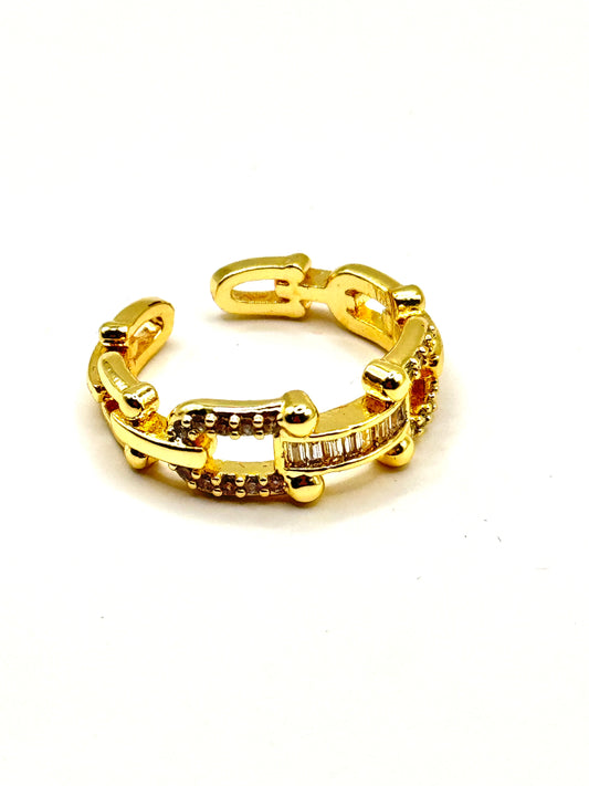 Inel Chain - reglabil, placat cu aur 18k