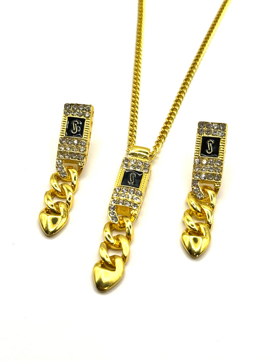 Set Monaco, lantic si cercei, inox placat cu aur 18k