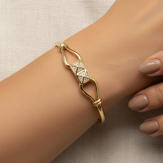 Bratara Clover - placata cu aur 18k