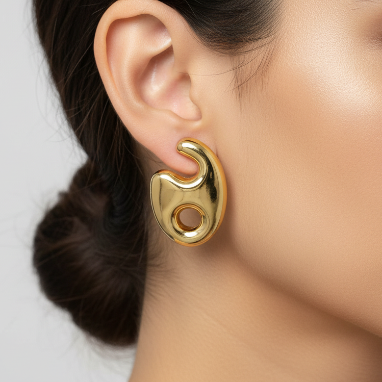 Cercei Florence inox placati cu aur 18k