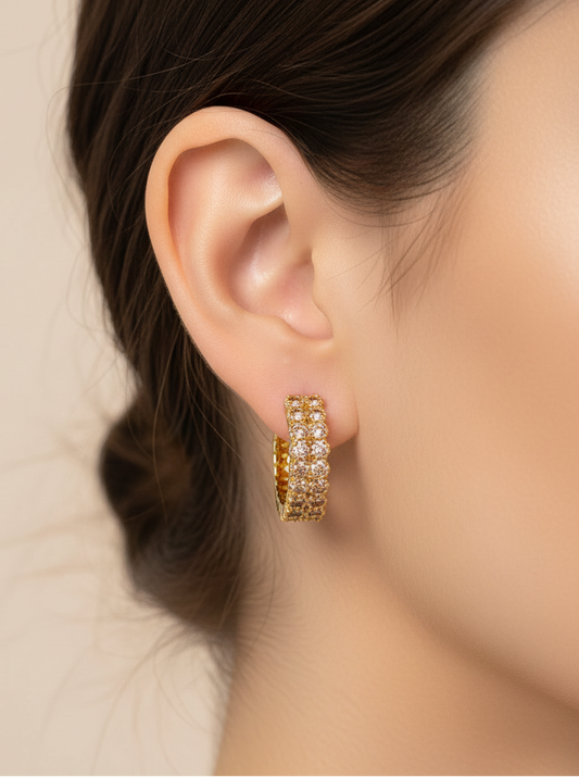 Cercei Gold Diamond inox placati cu aur 18k