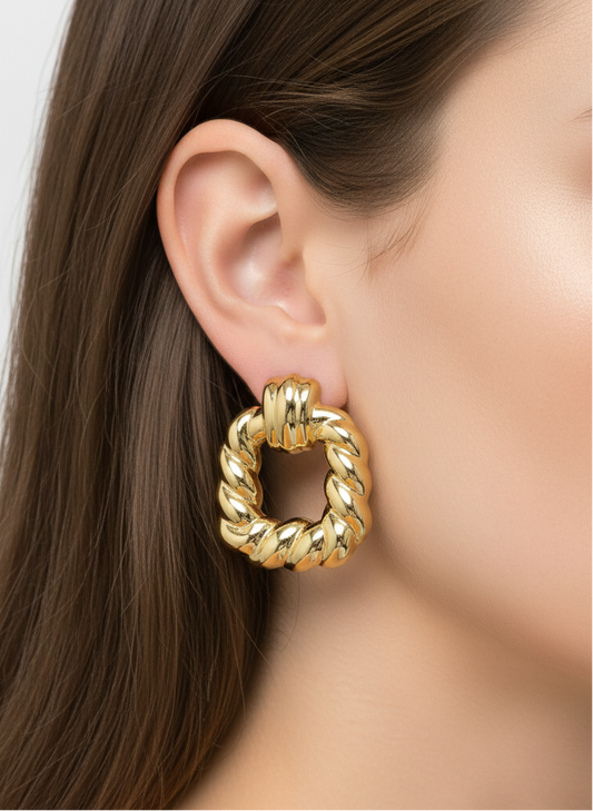 Cercei Kenneth inox placati cu aur 18k