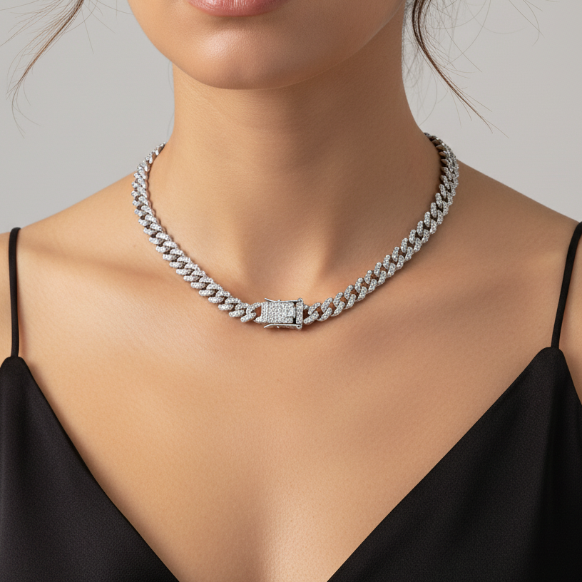 Colier Cuban Silver 8mm