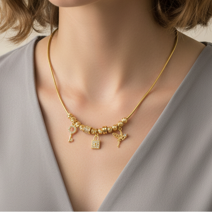 Colier Fairy cu pandantive placat cu aur 18k