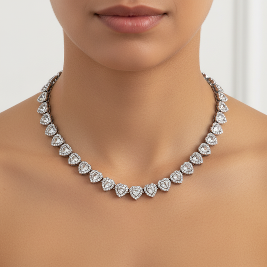 Colier Heart Diamond Tennis inox