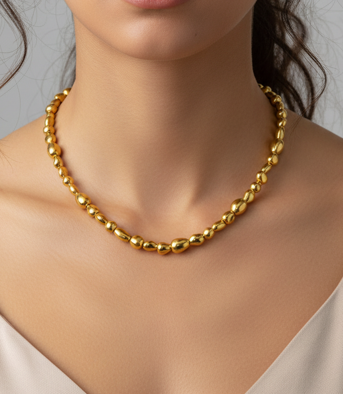 Colier Nugget placat cu aur 18k