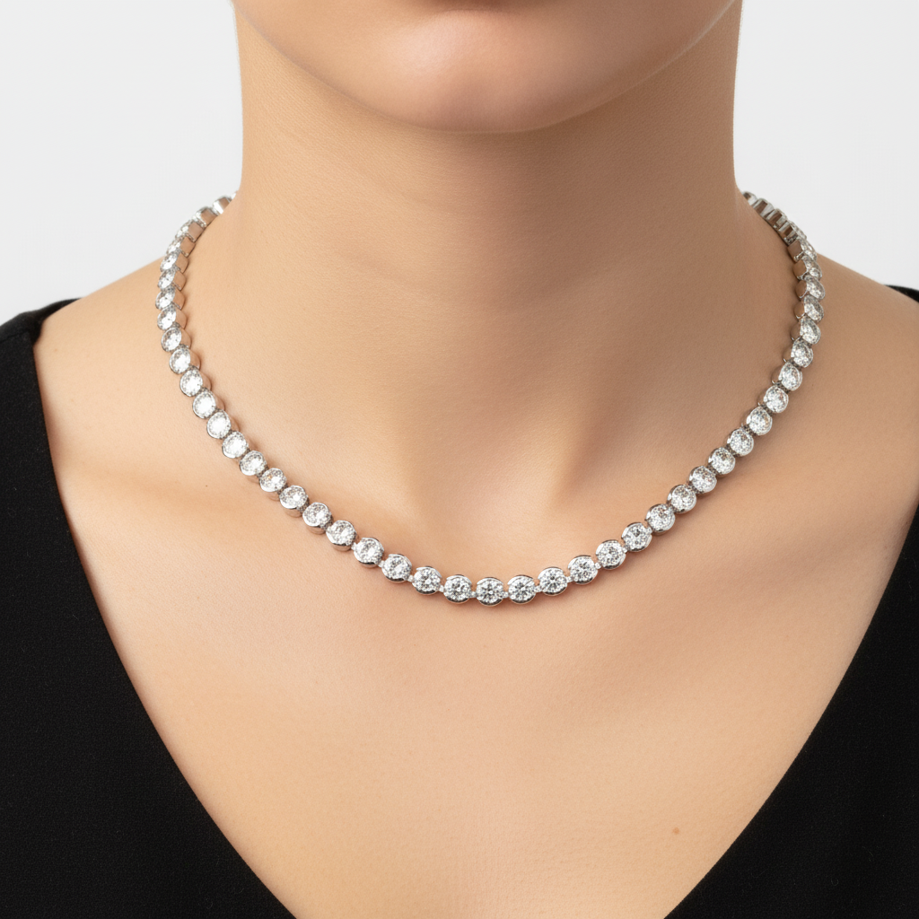 Colier rotund Tennis inox