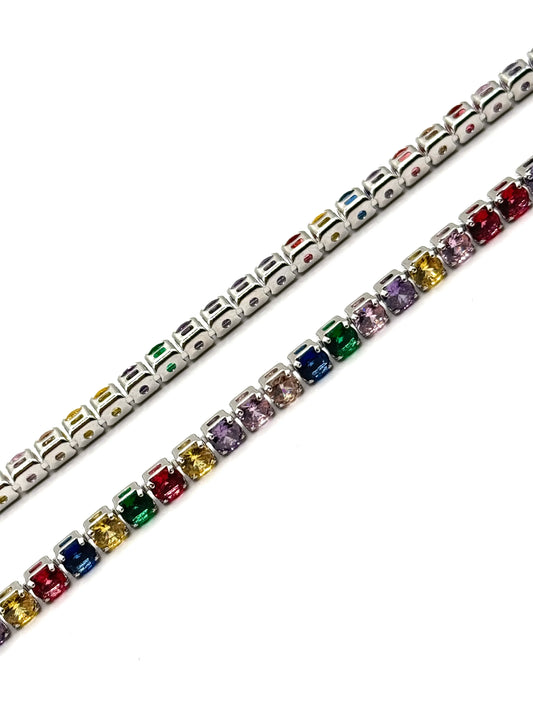 Colier Tennis multicolor din inox 40 cm