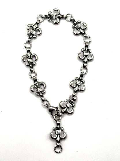 Brățară inox 22 cm – model Fleur-de-Lis, stil Y2K, punk, gothic