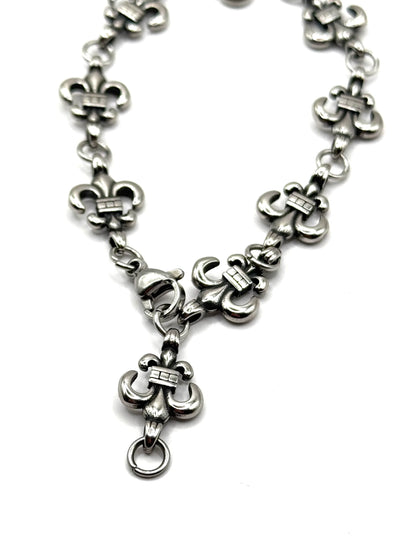 Brățară inox 22 cm – model Fleur-de-Lis, stil Y2K, punk, gothic