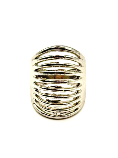 Inel Radial argintiu din inox