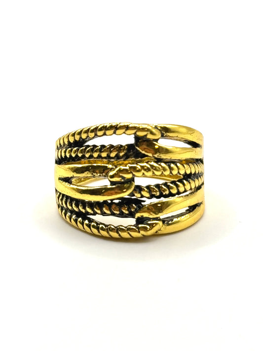 Inel Rope auriu din inox - Blingz