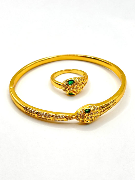 Set Bratara si Inel snake aurii - Blingz