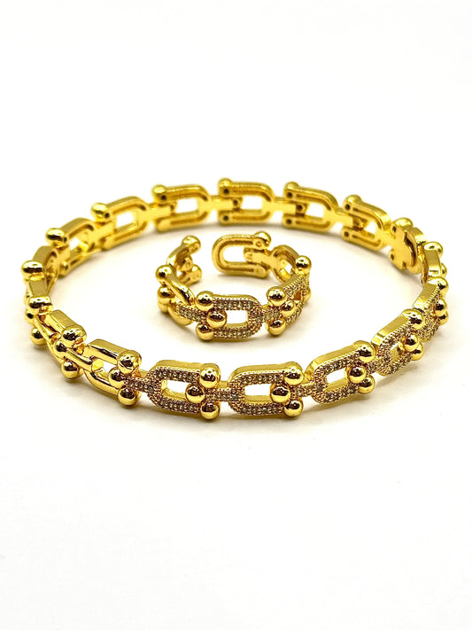 Set Link Bratara si Inel reglabil - Blingz
