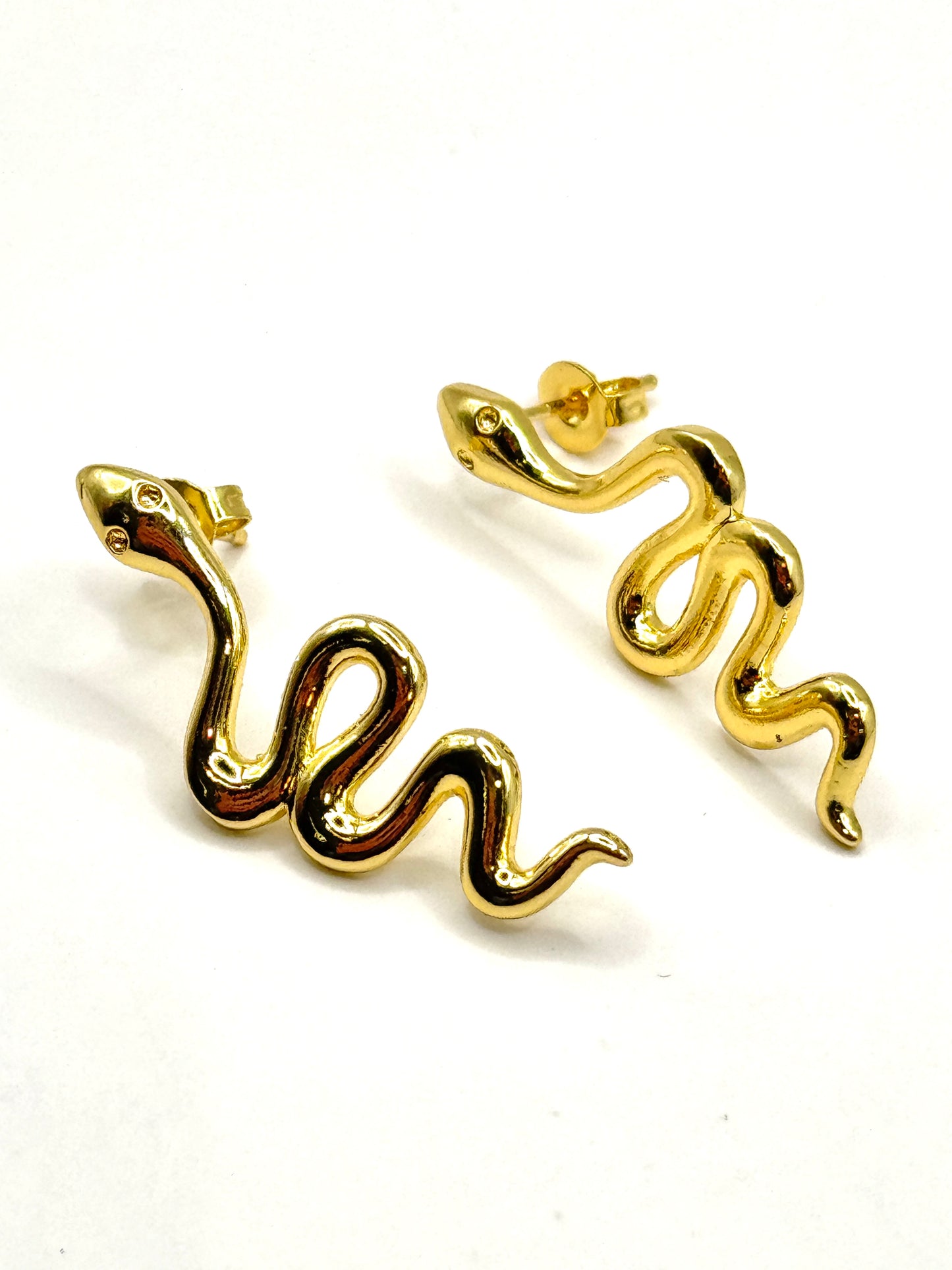 Cercei Snake inox placati cu aur 18k