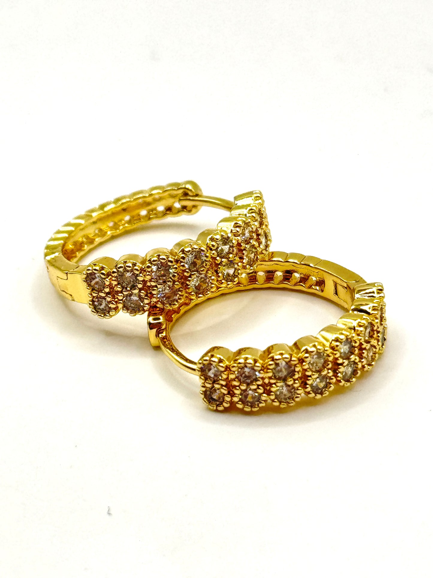 Cercei Gold Diamond inox placati cu aur 18k