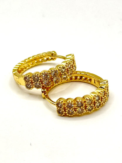 Cercei Gold Diamond inox placati cu aur 18k