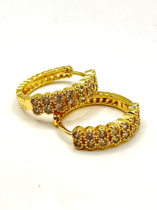 Cercei Gold Diamond inox placati cu aur 18k