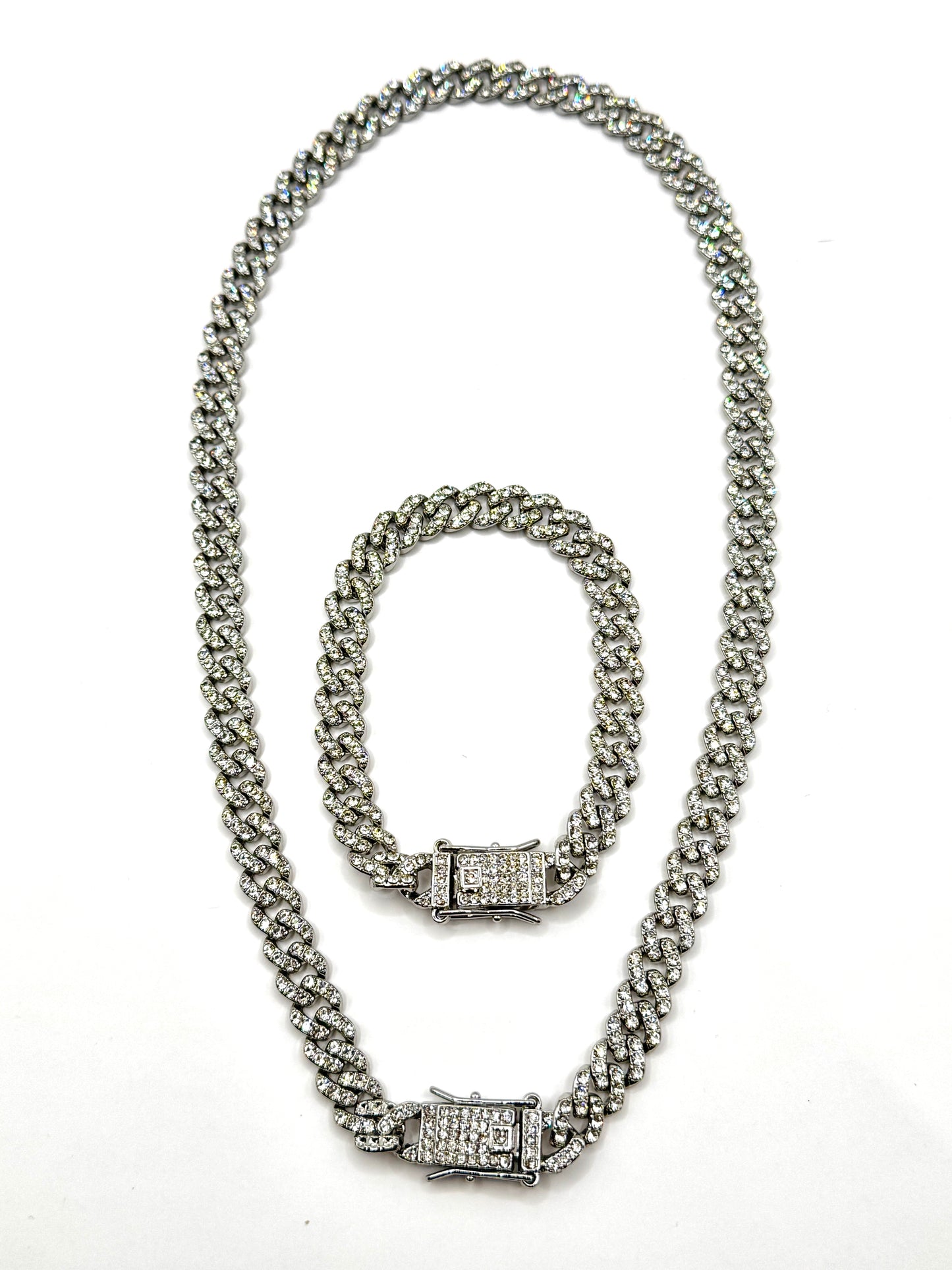 Set Cuban Silver colier si bratara inox 8mm