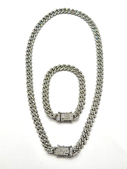 Set Cuban Silver colier si bratara inox 8mm