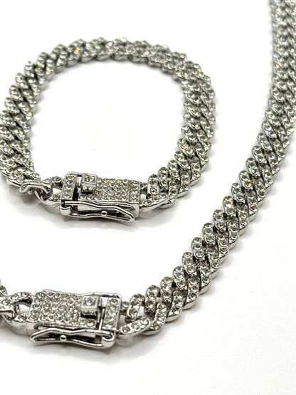 Set Cuban Silver colier si bratara inox 8mm