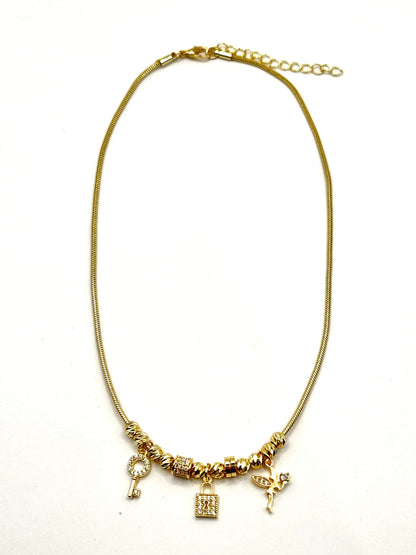 Colier Fairy cu pandantive placat cu aur 18k