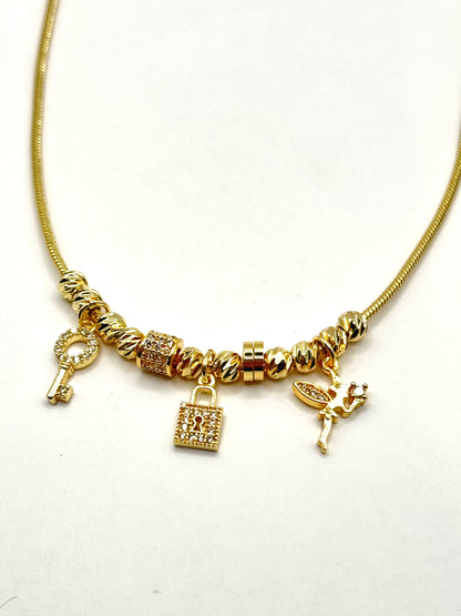 Colier Fairy cu pandantive placat cu aur 18k