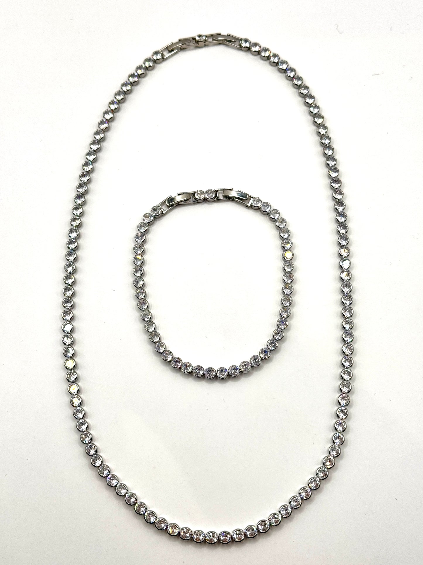 Set Tennis colier si bratara inox cu zirconiu