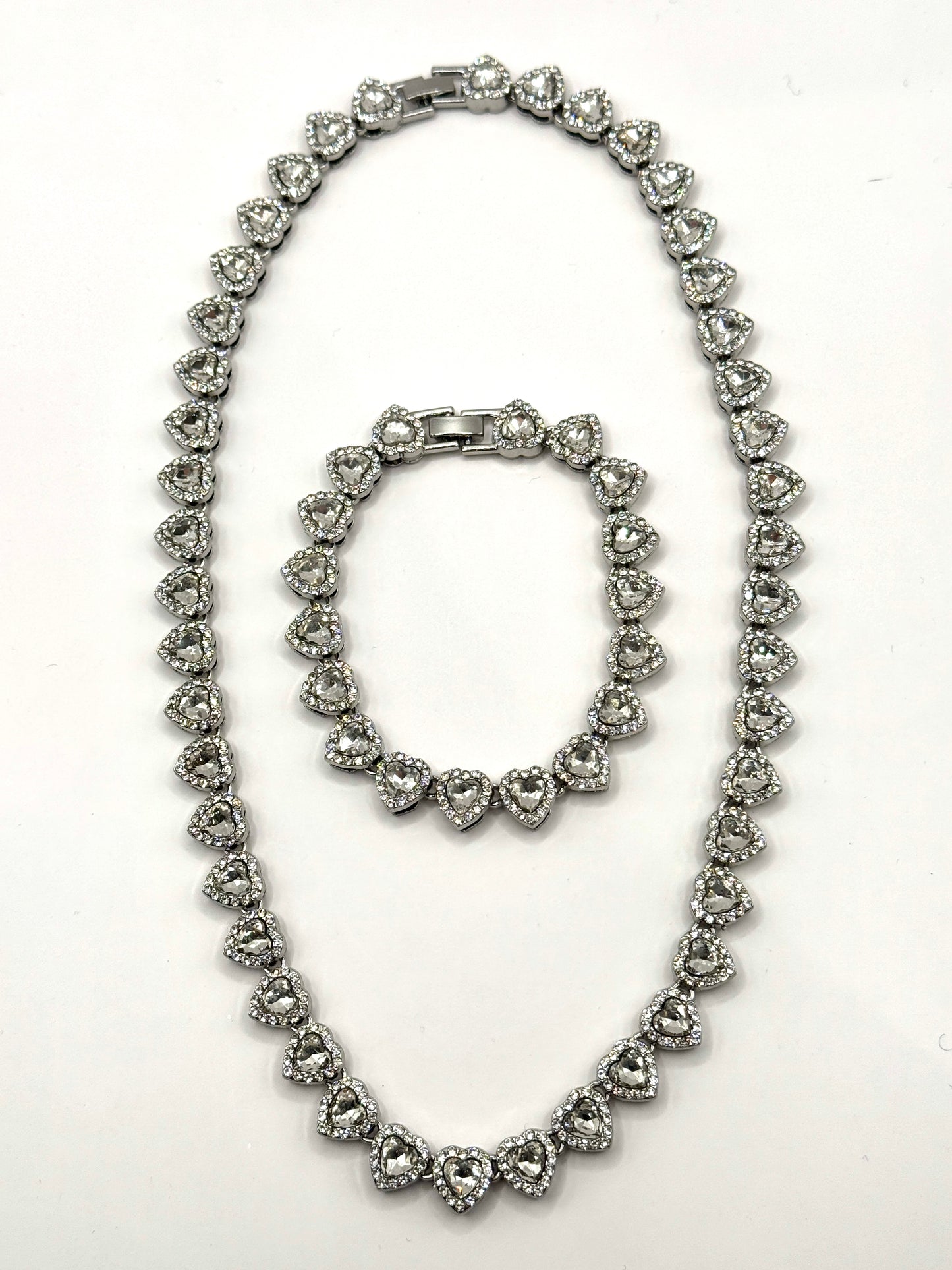 Set Heart Diamond Tennis inox zirconiu