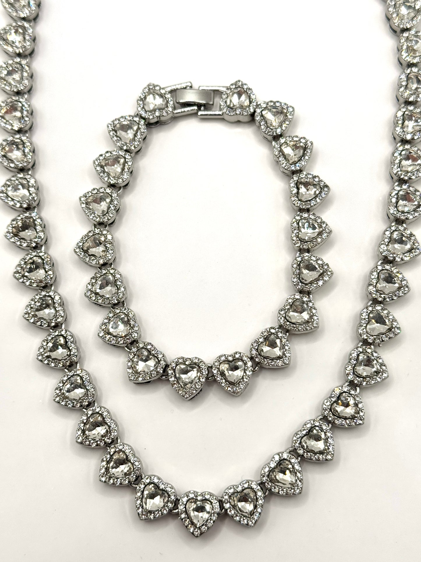 Set Heart Diamond Tennis inox zirconiu