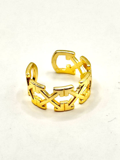 Inel Criss Cross - reglabil placat cu aur 18k