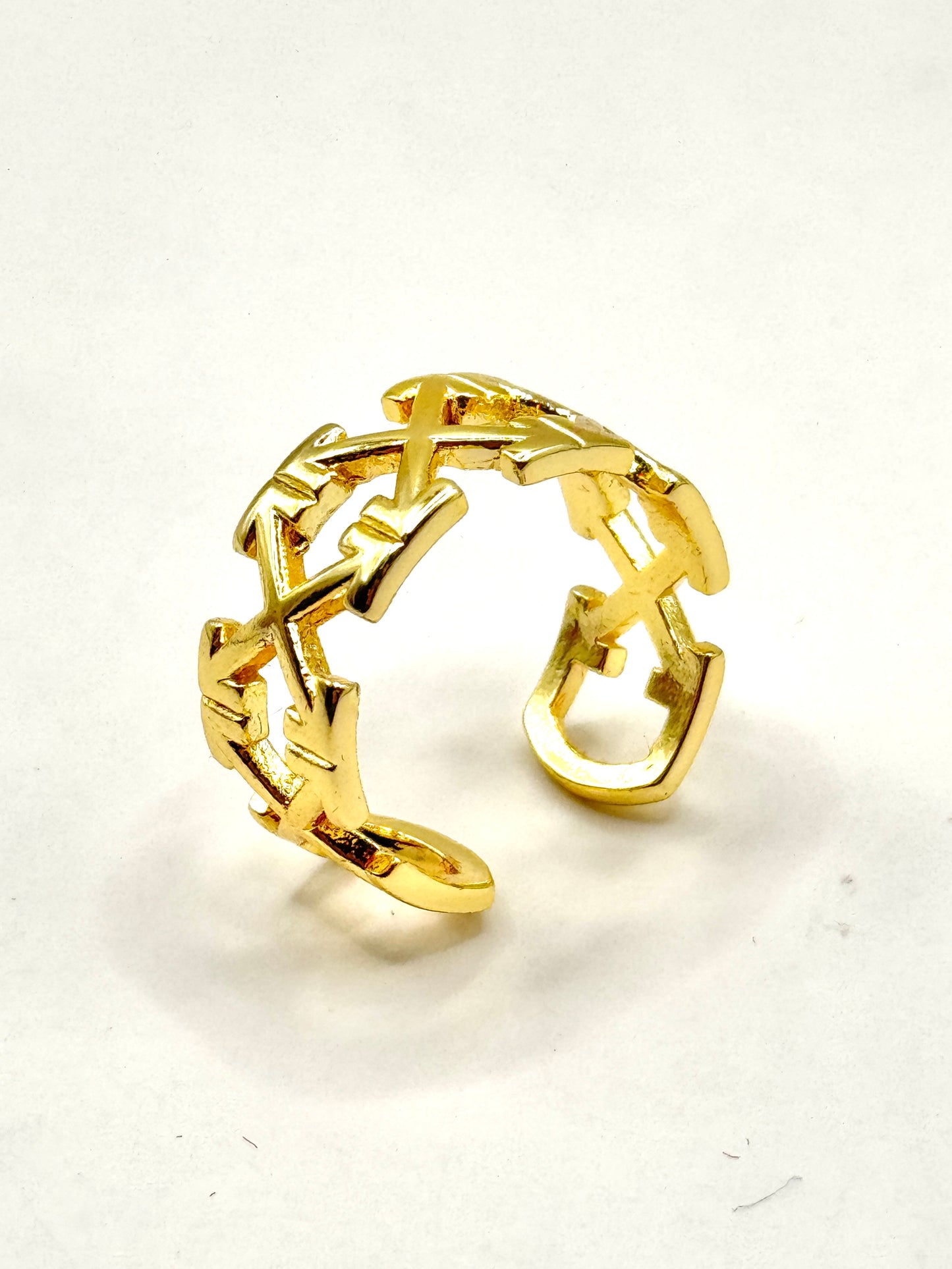 Inel Criss Cross - reglabil placat cu aur 18k