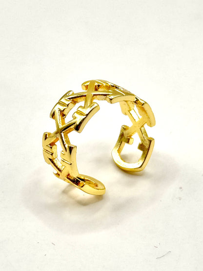 Inel Criss Cross - reglabil placat cu aur 18k