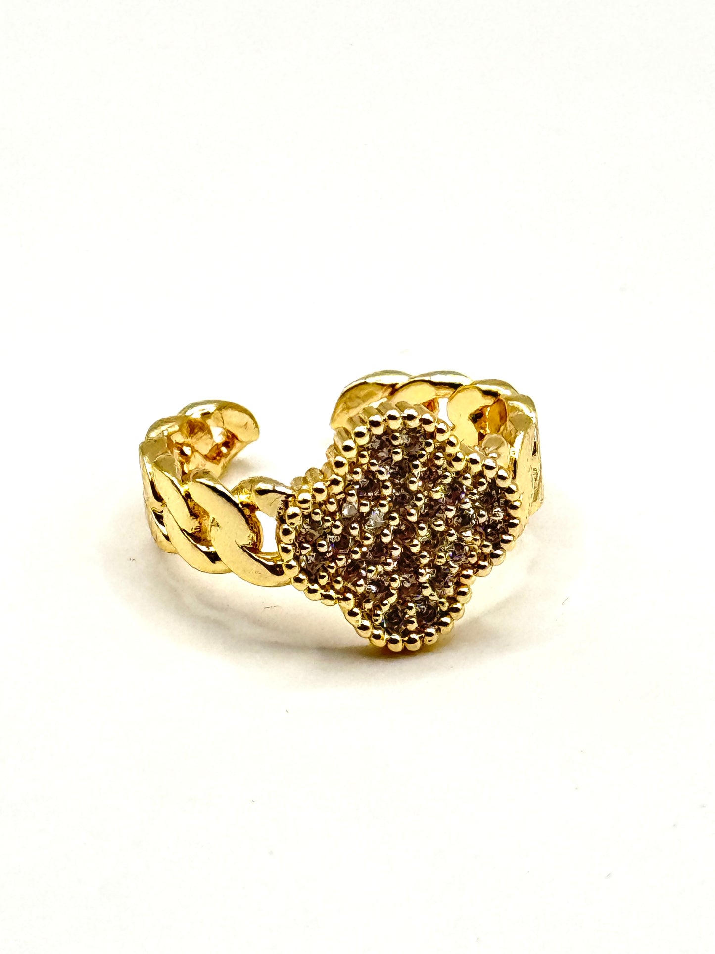 Inel Flower -reglabil, placat cu aur 18k